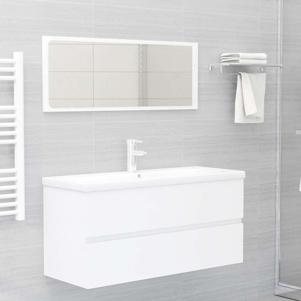 Set Mobili da Bagno 2 pz Bianco in Legno Multistrato
