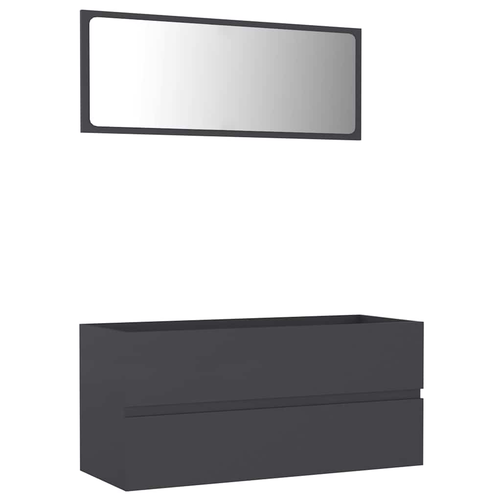 Set Mobili da Bagno 2 pz Grigio in Legno Multistrato