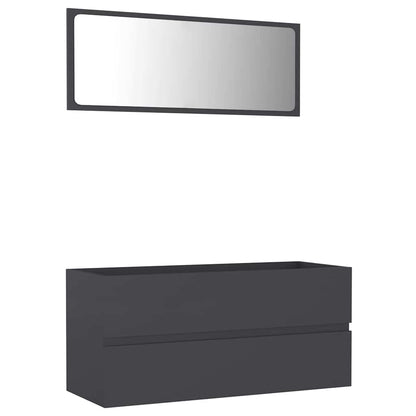 Set Mobili da Bagno 2 pz Grigio in Legno Multistrato