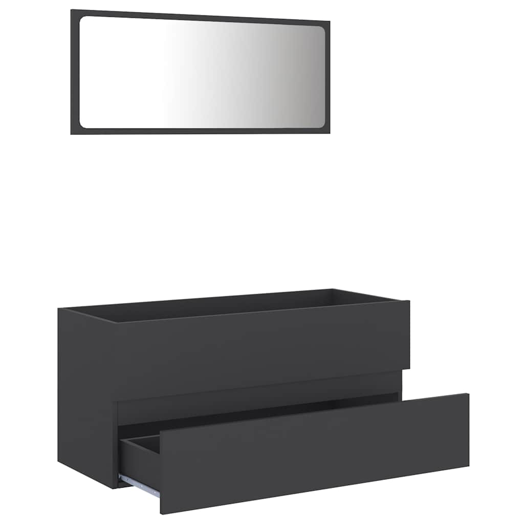 Set Mobili da Bagno 2 pz Grigio in Legno Multistrato