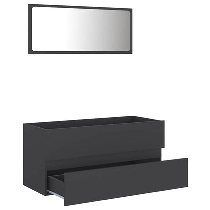 Set Mobili da Bagno 2 pz Grigio in Legno Multistrato