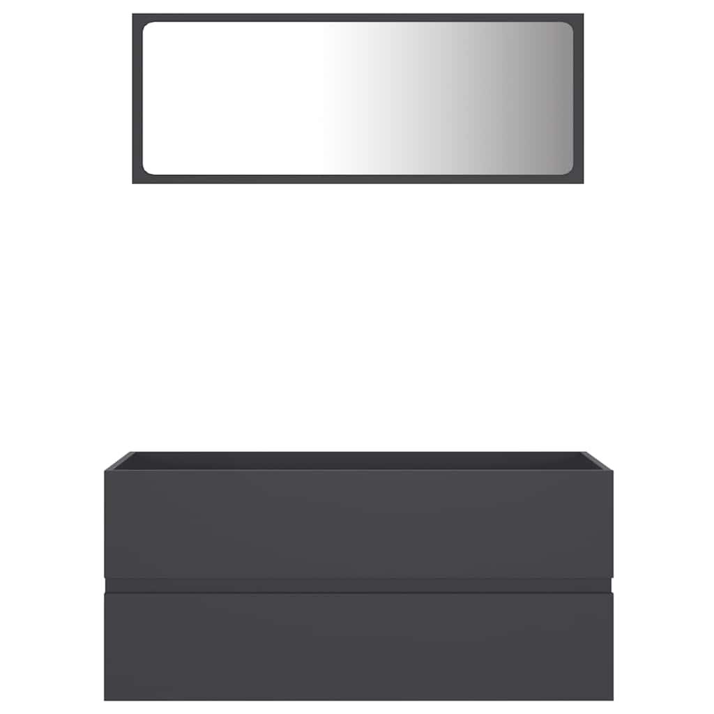 Set Mobili da Bagno 2 pz Grigio in Legno Multistrato