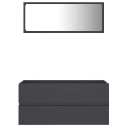 Set Mobili da Bagno 2 pz Grigio in Legno Multistrato