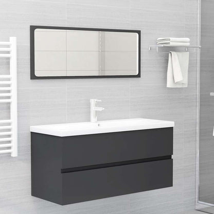 Set Mobili da Bagno 2 pz Grigio in Legno Multistrato