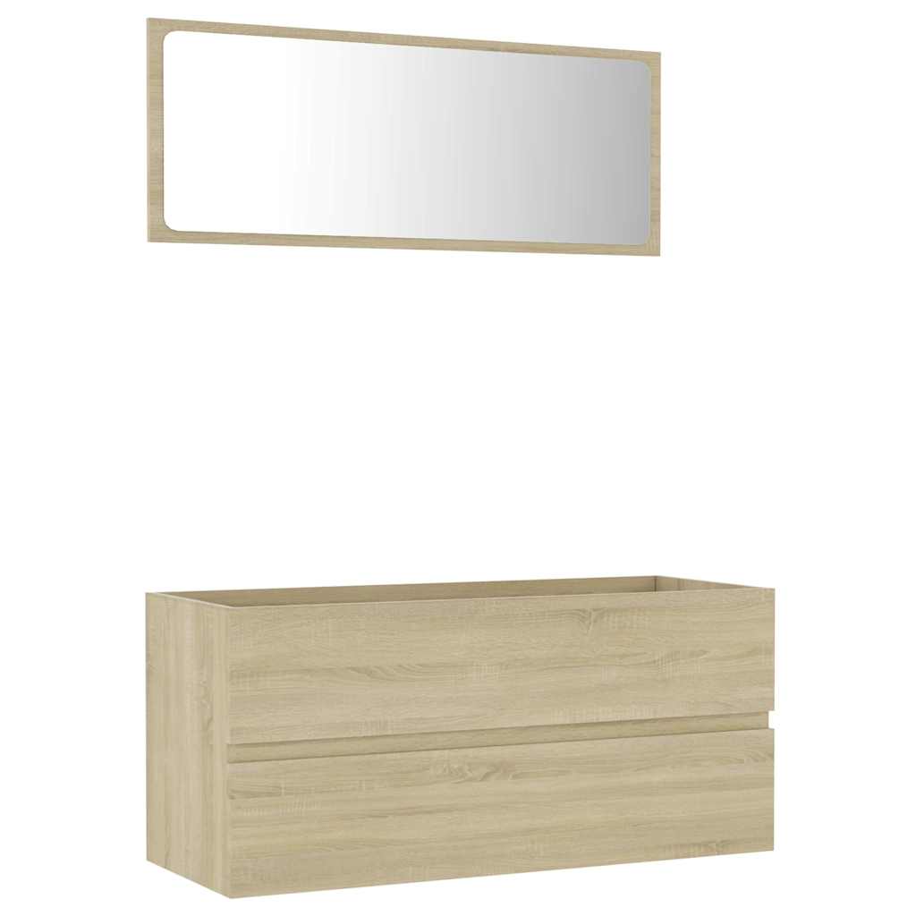Set Mobili da Bagno 2 pz Rovere Sonoma in Legno Multistrato