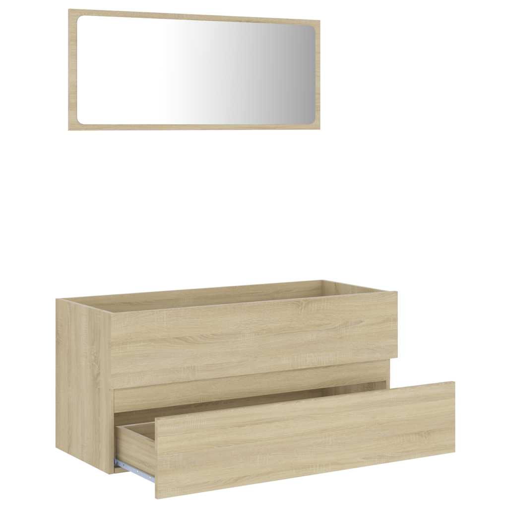Set Mobili da Bagno 2 pz Rovere Sonoma in Legno Multistrato
