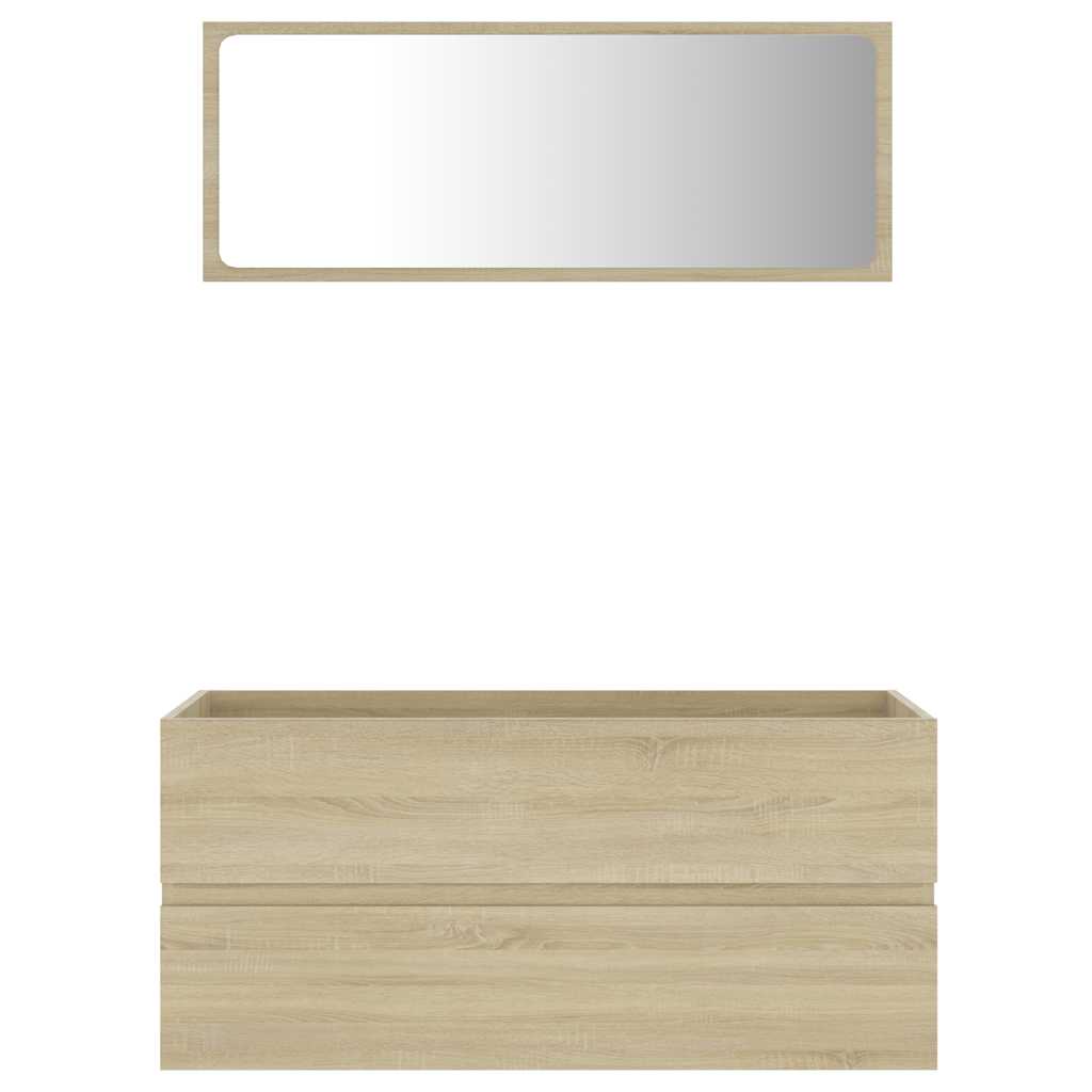 Set Mobili da Bagno 2 pz Rovere Sonoma in Legno Multistrato
