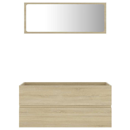 Set Mobili da Bagno 2 pz Rovere Sonoma in Legno Multistrato