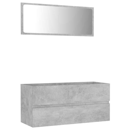 Set Mobili da Bagno 2 pz Grigio Cemento in Legno Multistrato