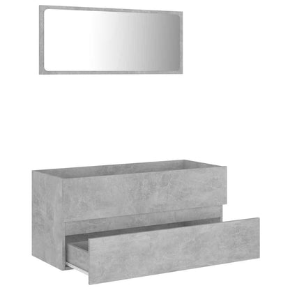 Set Mobili da Bagno 2 pz Grigio Cemento in Legno Multistrato