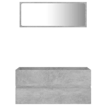 Set Mobili da Bagno 2 pz Grigio Cemento in Legno Multistrato