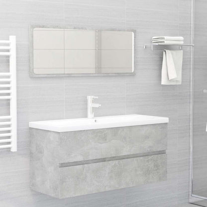 Set Mobili da Bagno 2 pz Grigio Cemento in Legno Multistrato