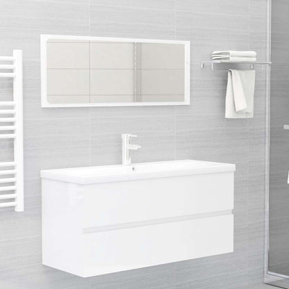 Set Mobili da Bagno 2 pz Bianco Lucido in Legno Multistrato