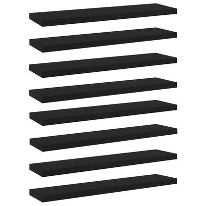 Ripiani per Libreria 8pz Neri 40x10x1,5cm in Legno Multistrato