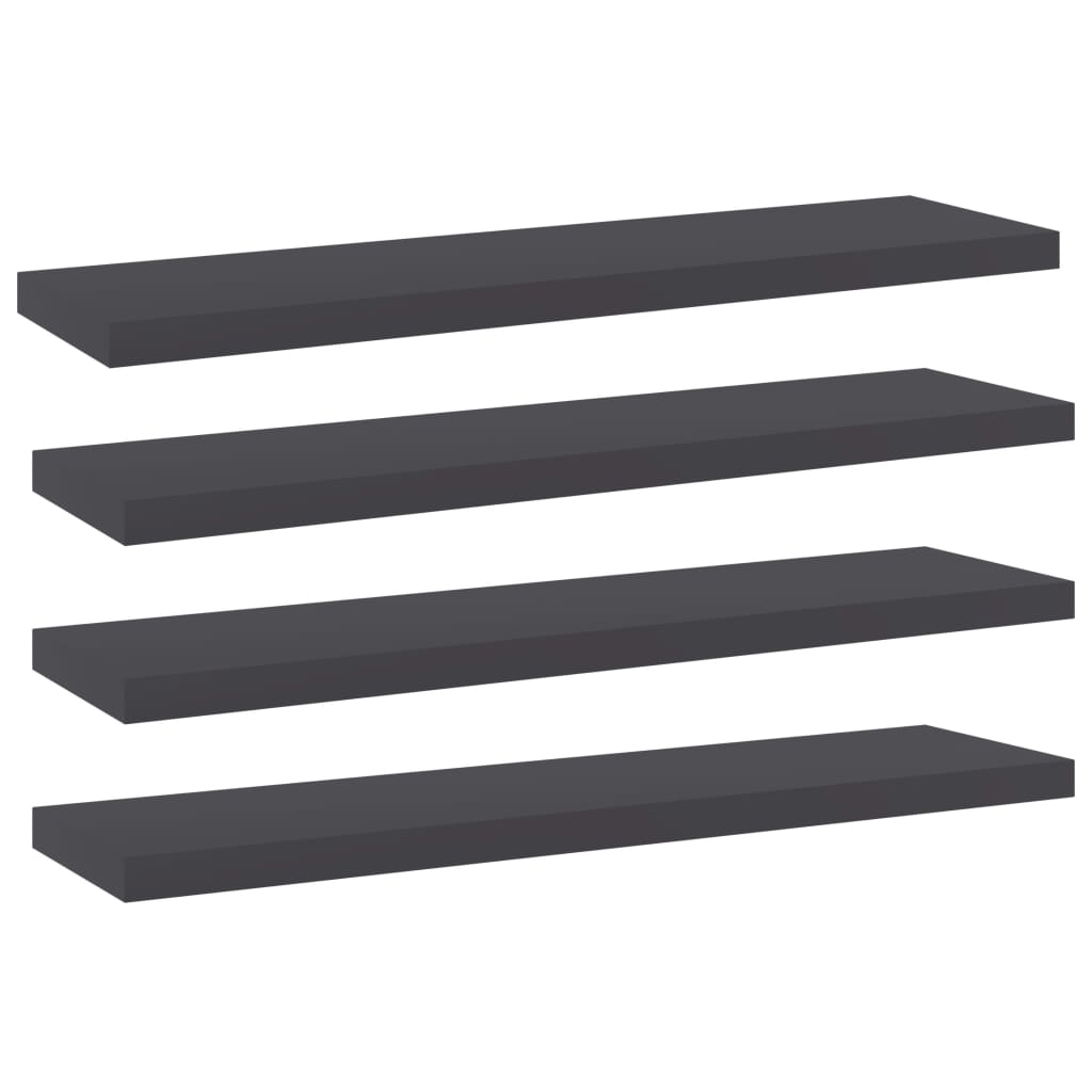 Ripiani per Libreria 4pz Grigi 40x10x1,5cm in Legno Multistrato
