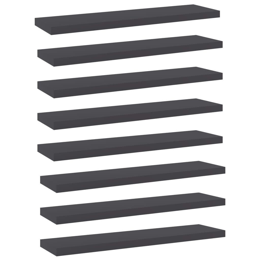 Ripiani per Libreria 8pz Grigi 40x10x1,5cm in Legno Multistrato