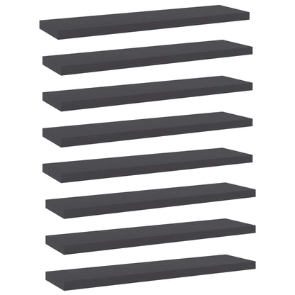 Ripiani per Libreria 8pz Grigi 40x10x1,5cm in Legno Multistrato