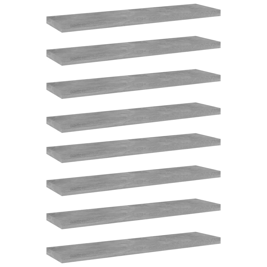 Ripiani per Libreria 8pz Grigio Cemento 40x10x1,5cm Multistrato