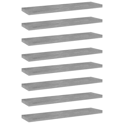 Ripiani per Libreria 8pz Grigio Cemento 40x10x1,5cm Multistrato