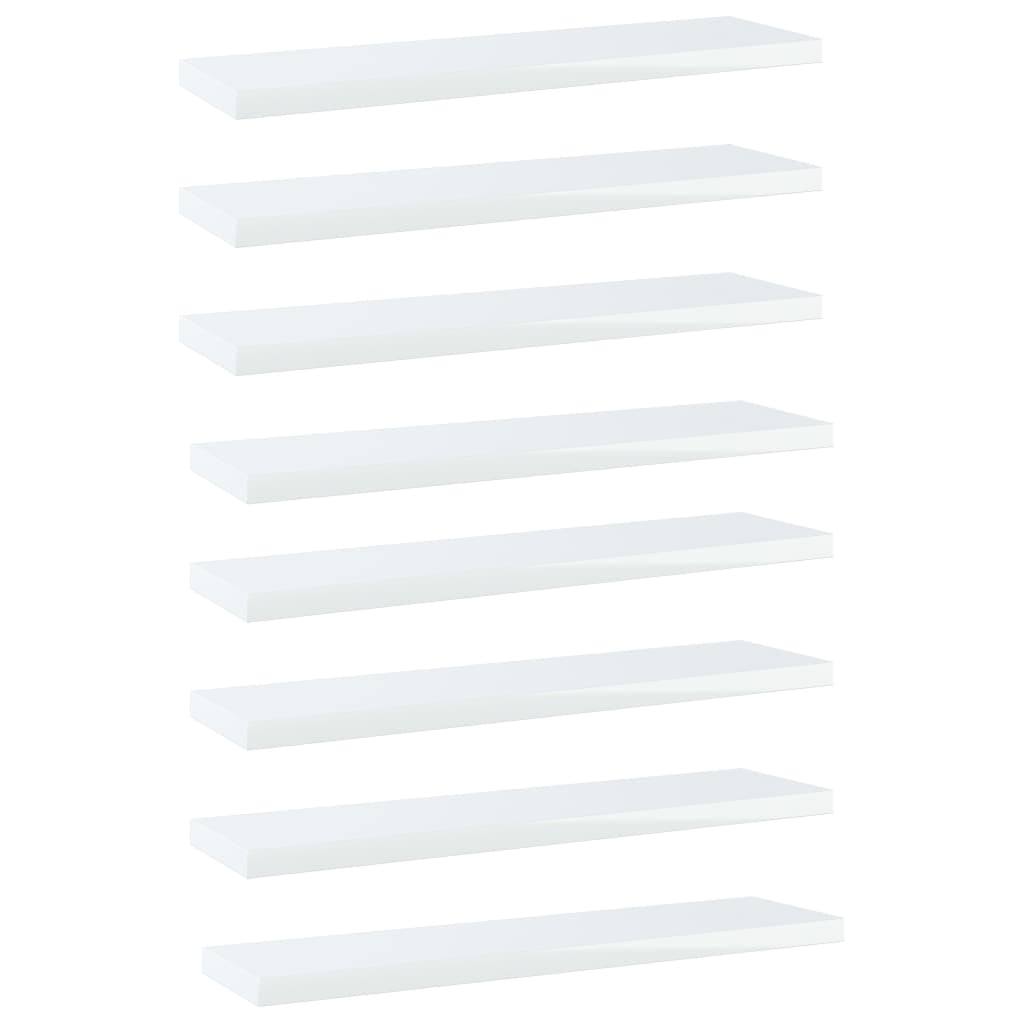 Ripiani per Libreria 8pz Bianco Lucido 40x10x1,5cm Multistrato
