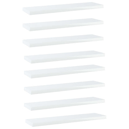 Ripiani per Libreria 8pz Bianco Lucido 40x10x1,5cm Multistrato