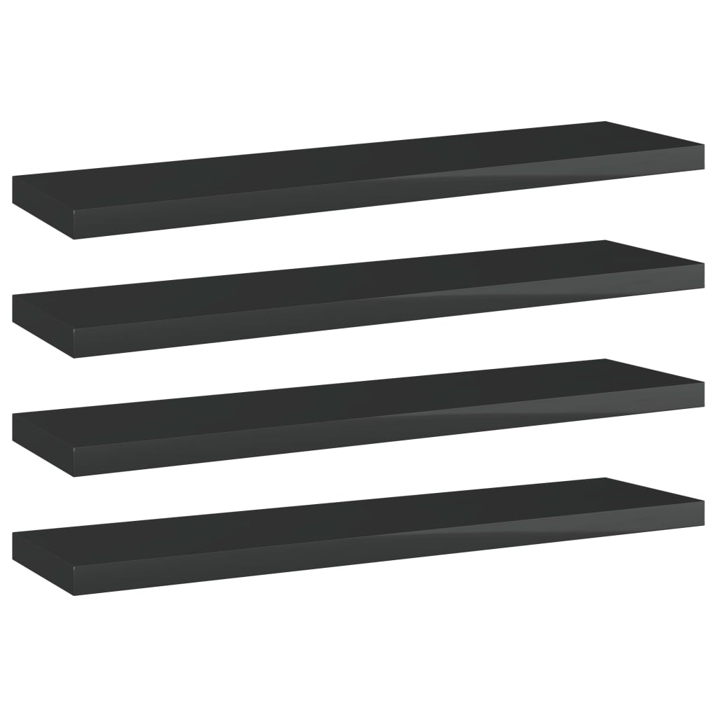 Ripiani per Libreria 4pz Nero Lucido 40x10x1,5cm Multistrato