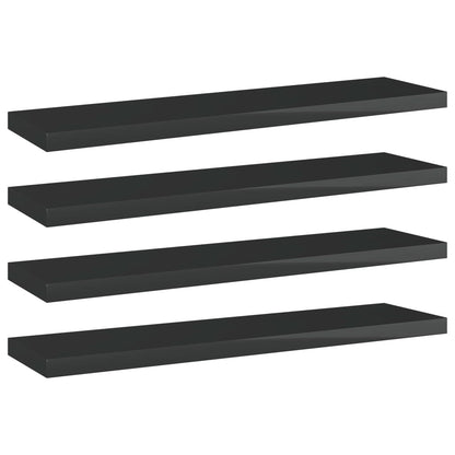 Ripiani per Libreria 4pz Nero Lucido 40x10x1,5cm Multistrato