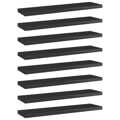 Ripiani per Libreria 8pz Nero Lucido 40x10x1,5cm Multistrato