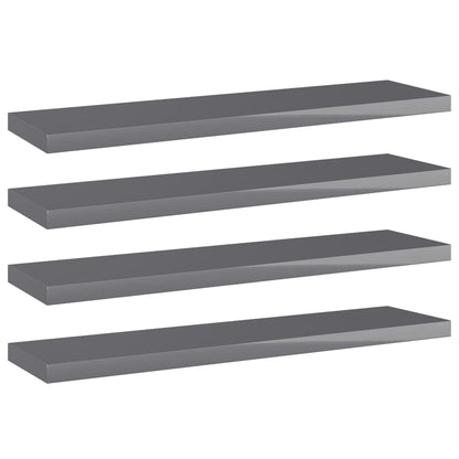 Ripiani per Libreria 4pz Grigio Lucido 40x10x1,5cm Multistrato