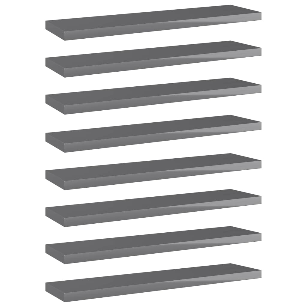 Ripiani per Libreria 8pz Grigio Lucido 40x10x1,5cm Multistrato