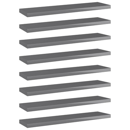 Ripiani per Libreria 8pz Grigio Lucido 40x10x1,5cm Multistrato