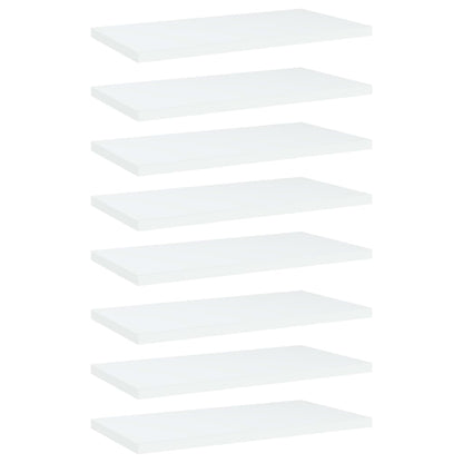 Ripiani per Libreria 8pz Bianchi 40x20x1,5 cm Legno Multistrato