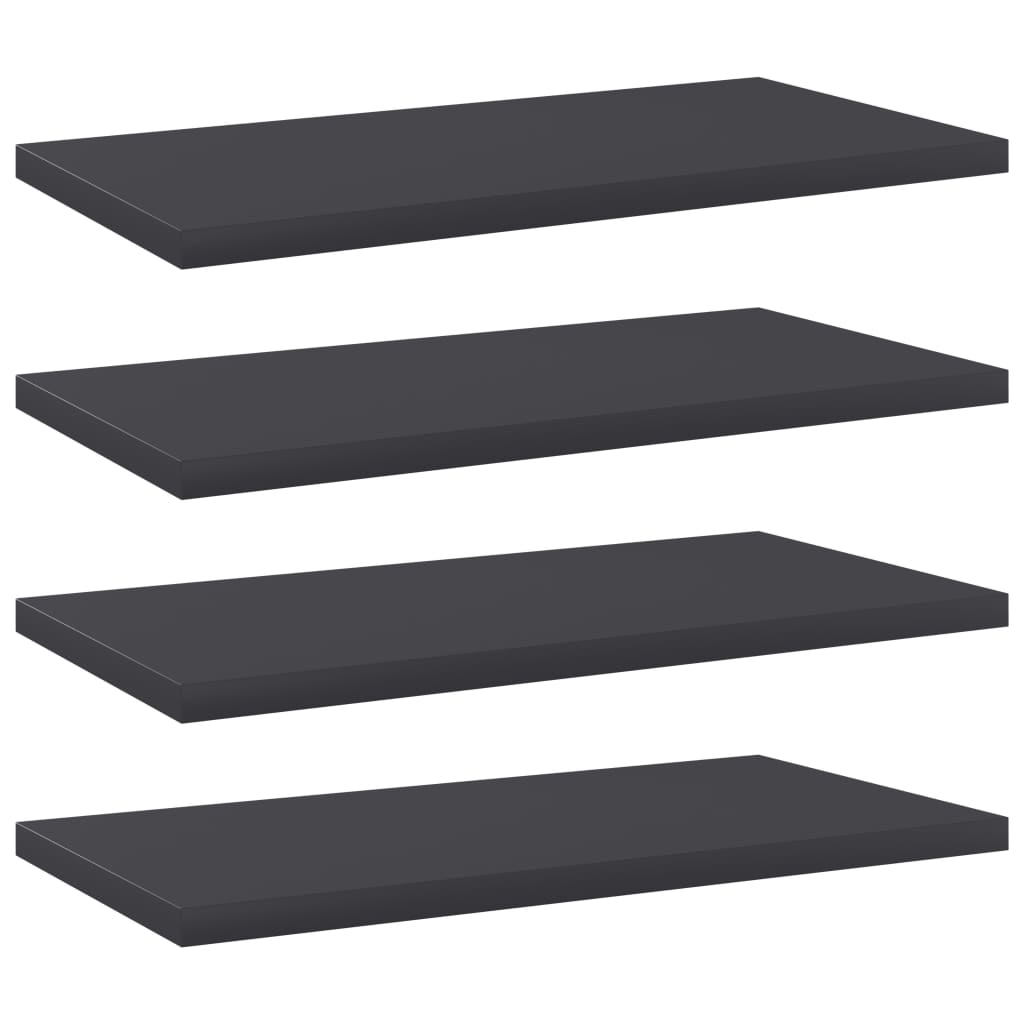 Ripiani per Libreria 4pz Grigi 40x20x1,5cm in Legno Multistrato