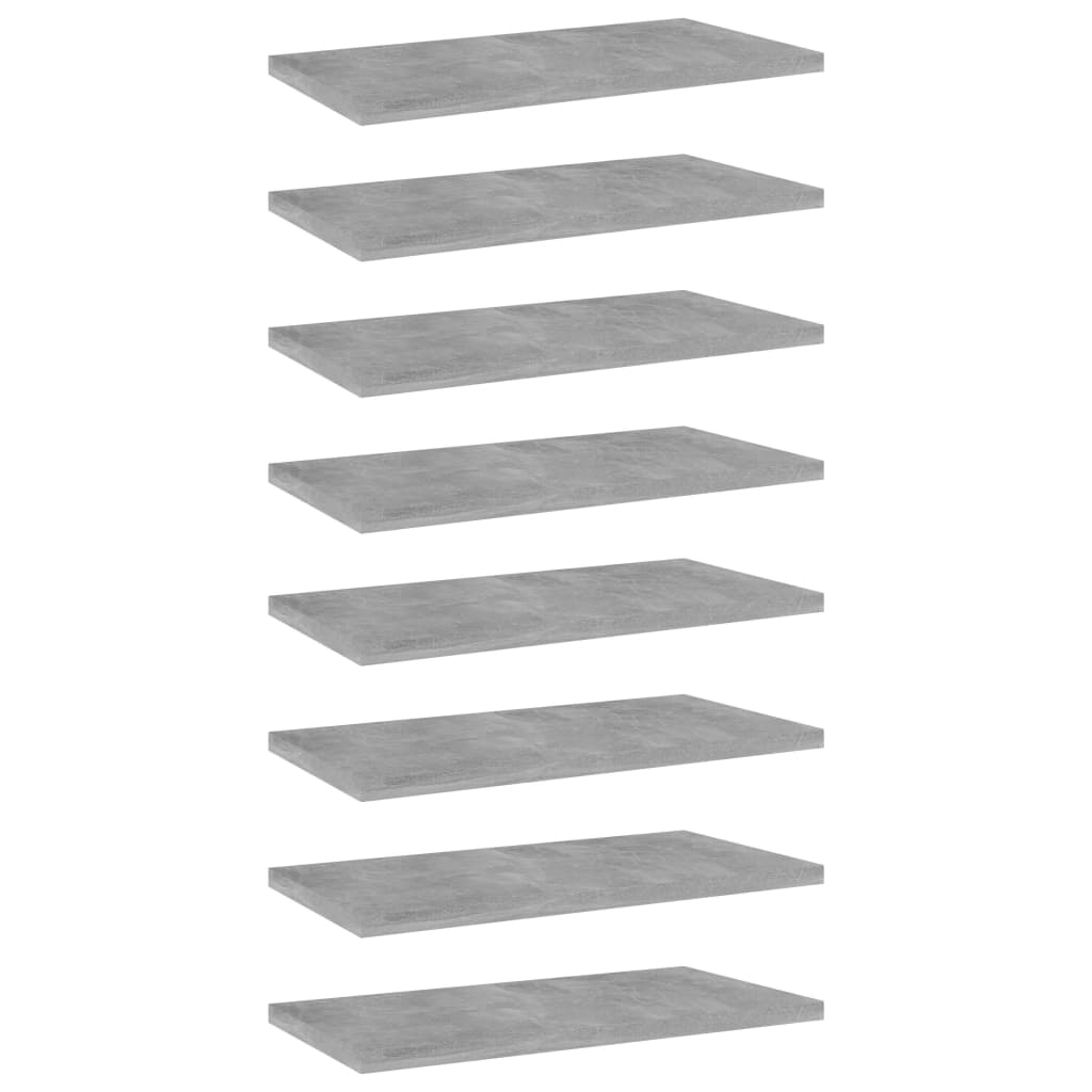 Ripiani per Libreria 8pz Grigio Cemento 40x20x1,5cm Multistrato