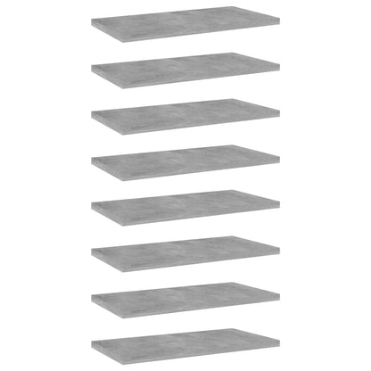 Ripiani per Libreria 8pz Grigio Cemento 40x20x1,5cm Multistrato