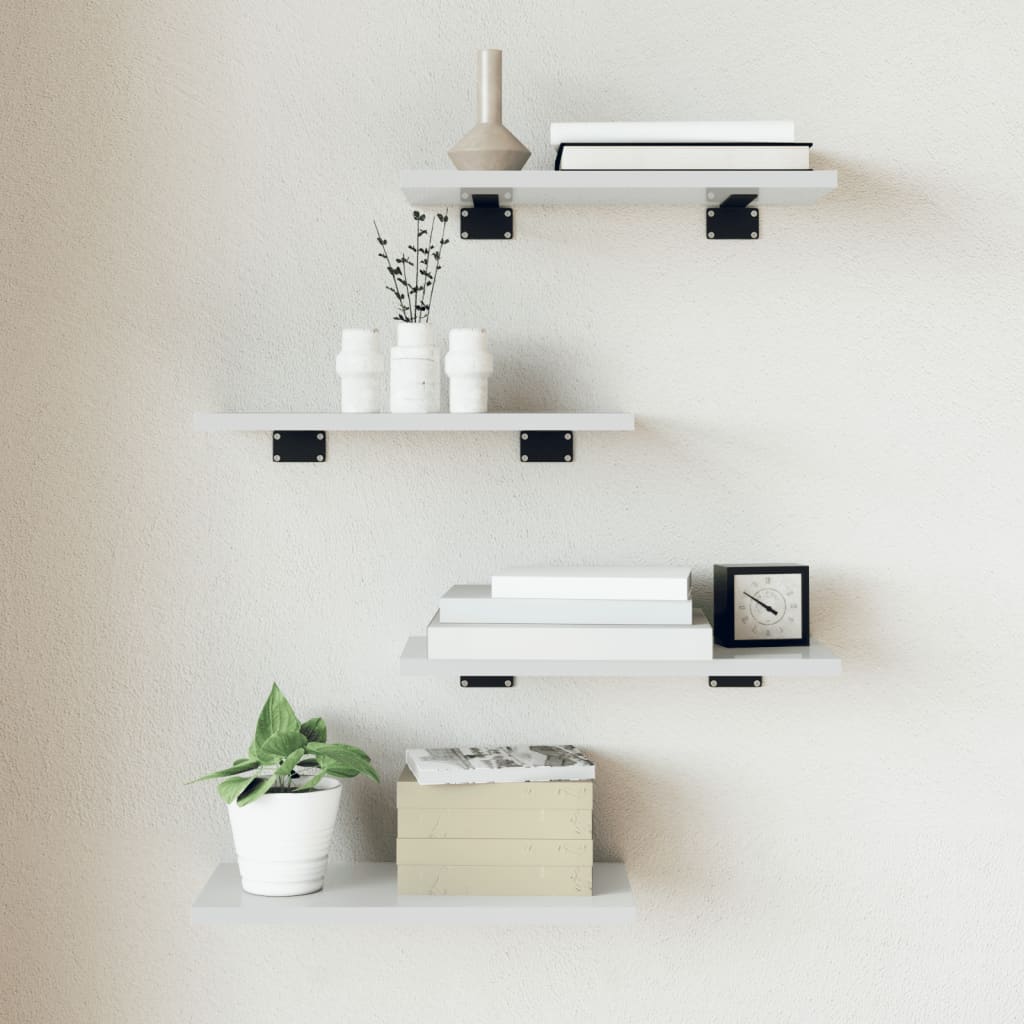 Ripiani per Libreria 4 pz Bianco Lucido 40x20x1,5cm Multistrato