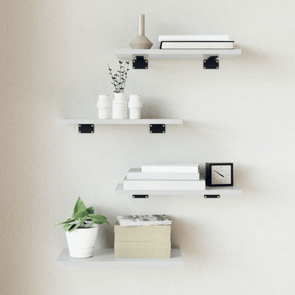 Ripiani per Libreria 4 pz Bianco Lucido 40x20x1,5cm Multistrato