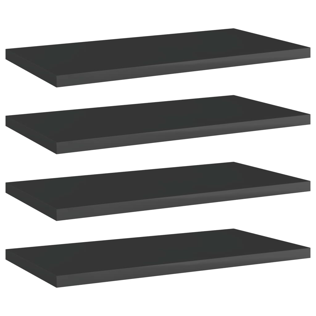 Ripiani per Libreria 4pz Nero Lucido 40x20x1,5cm Multistrato