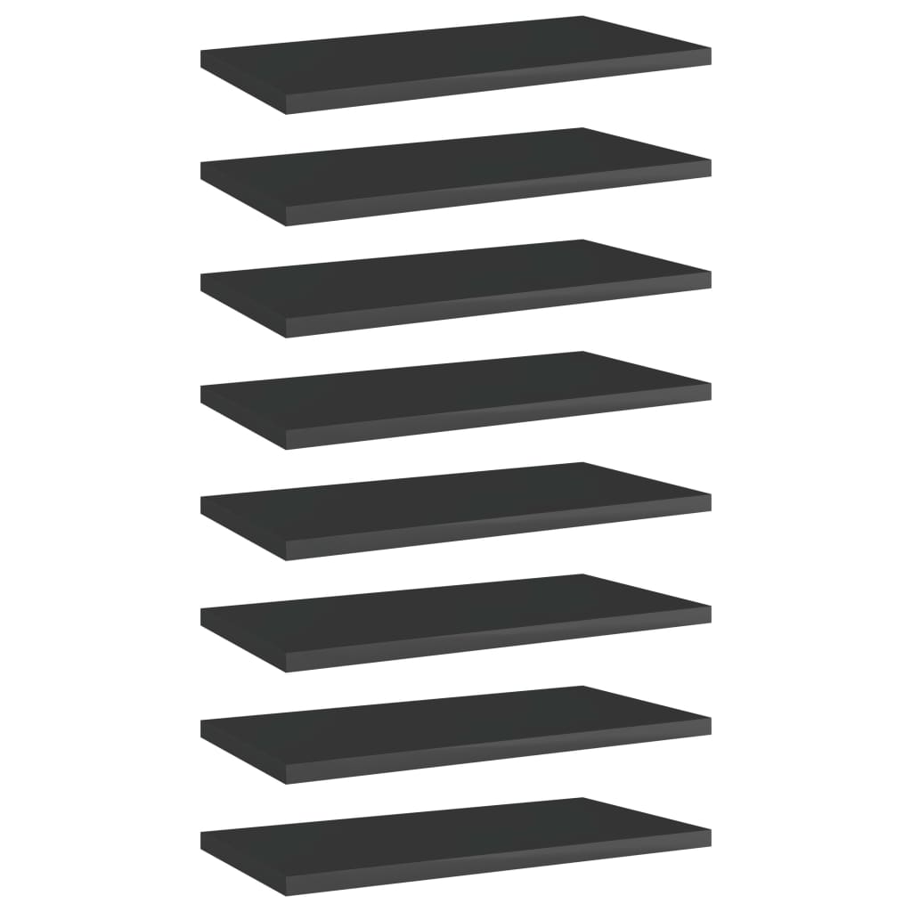 Ripiani per Libreria 8pz Nero Lucido 40x20x1,5cm Multistrato