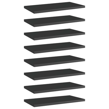 Ripiani per Libreria 8pz Nero Lucido 40x20x1,5cm Multistrato