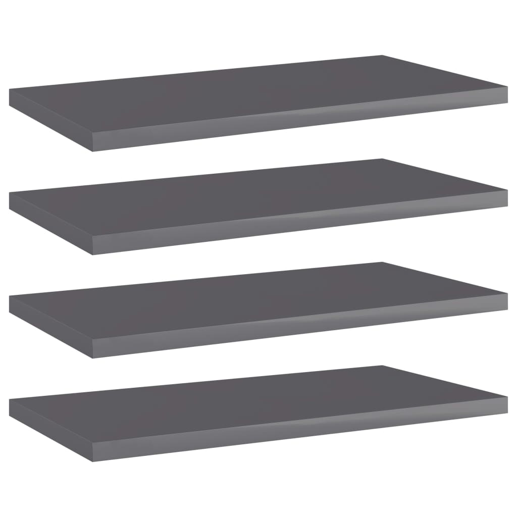 Ripiani per Libreria 4pz Grigio Lucido 40x20x1,5cm Multistrato