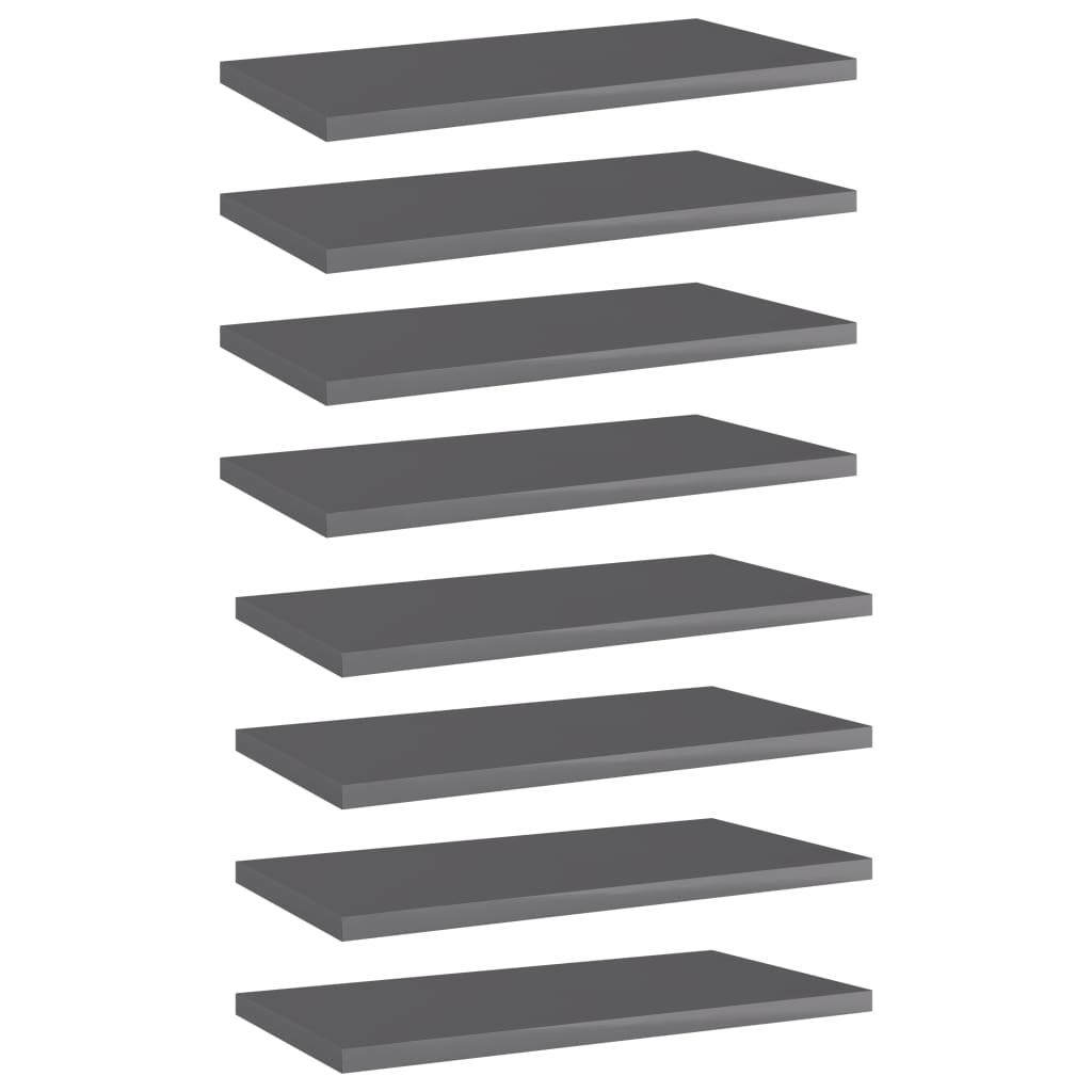 Ripiani per Libreria 8pz Grigio Lucido 40x20x1,5cm Multistrato