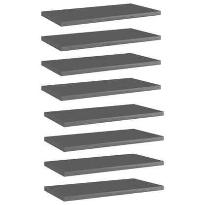 Ripiani per Libreria 8pz Grigio Lucido 40x20x1,5cm Multistrato