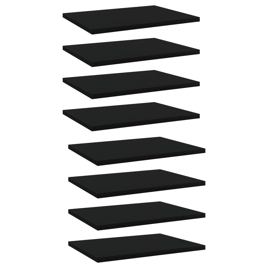 Ripiani per Libreria 8pz Neri 40x30x1,5cm in Legno Multistrato