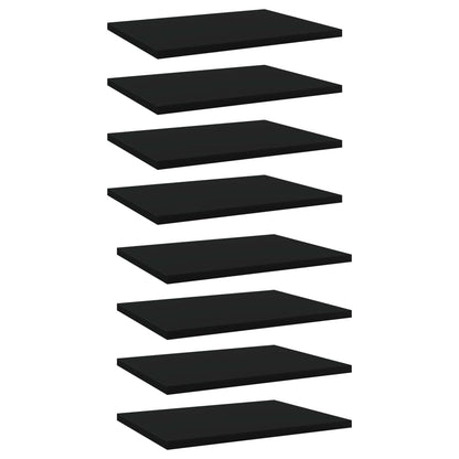 Ripiani per Libreria 8pz Neri 40x30x1,5cm in Legno Multistrato