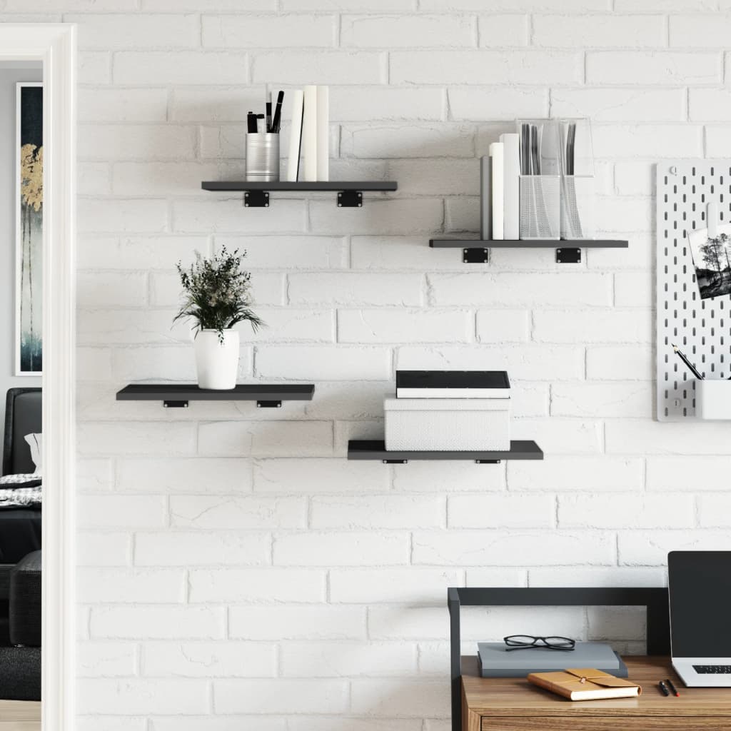 Ripiani per Libreria 4pz Grigi 40x30x1,5cm in Legno Multistrato