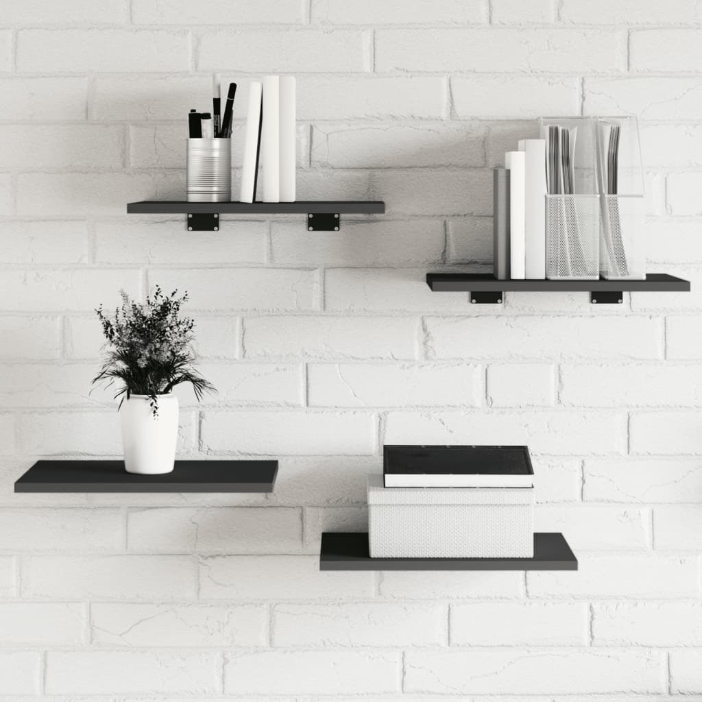 Ripiani per Libreria 4pz Grigi 40x30x1,5cm in Legno Multistrato