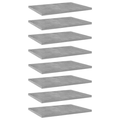 Ripiani per Libreria 8pz Grigio Cemento 40x30x1,5cm Multistrato
