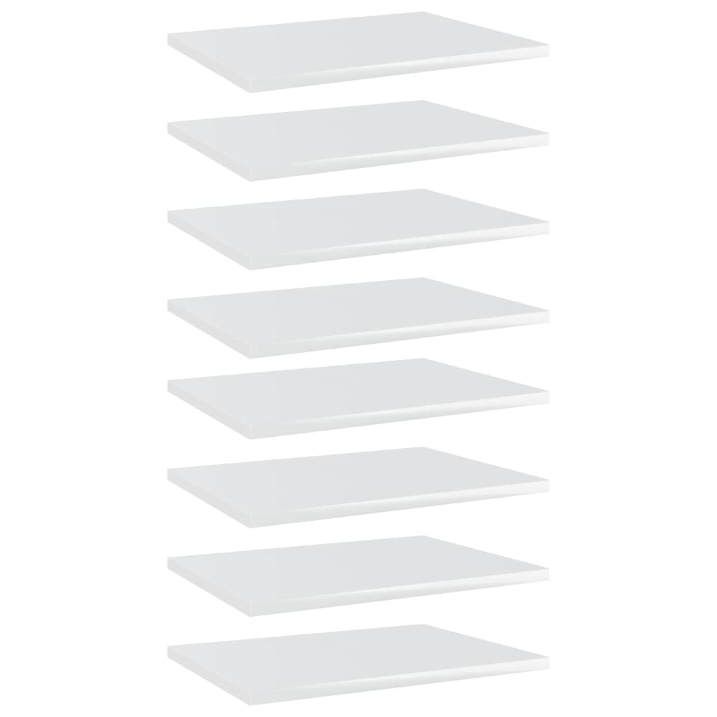 Ripiani per Libreria 8pz Bianco Lucido 40x30x1,5cm Multistrato