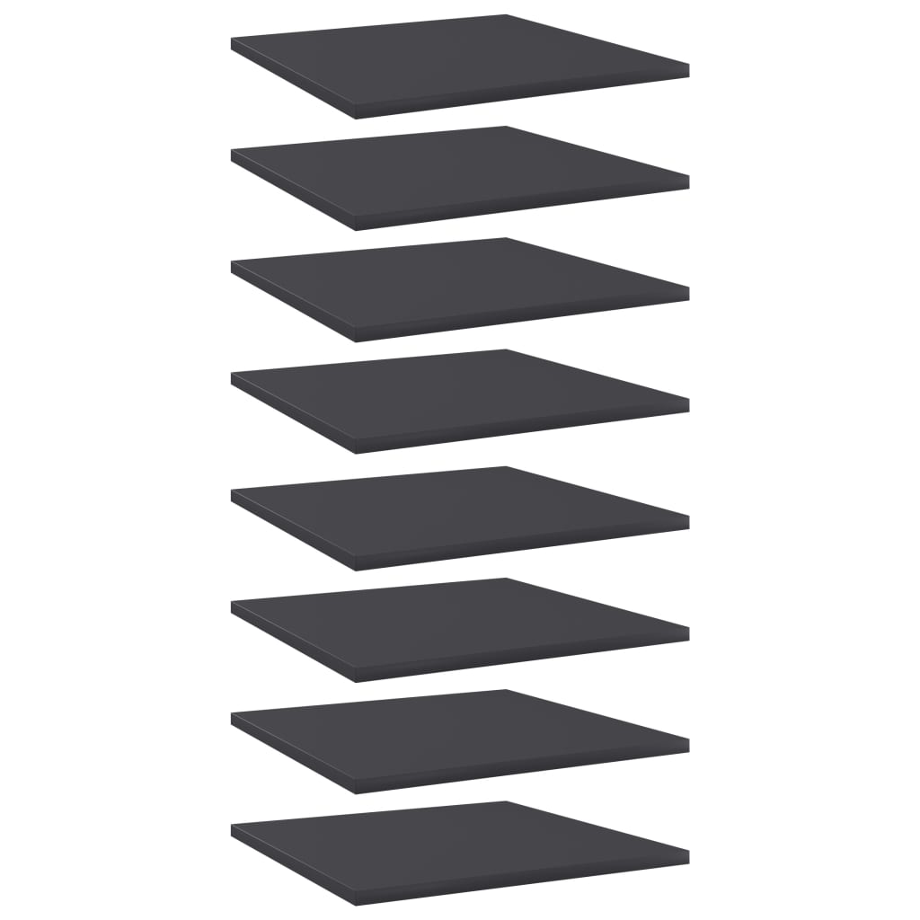 Ripiani per Libreria 8pz Grigi 40x40x1,5cm in Legno Multistrato